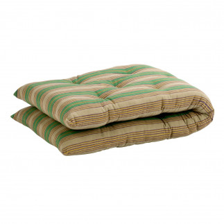 Matelas de banc rayures coton vert Madam Stoltz