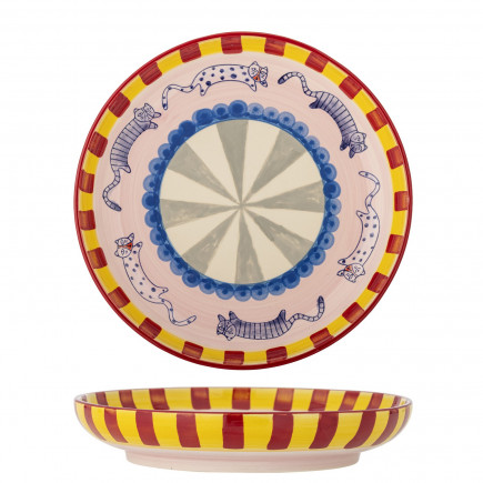 Plat rond gres peint motif chats multicolore Bloomingville Missy