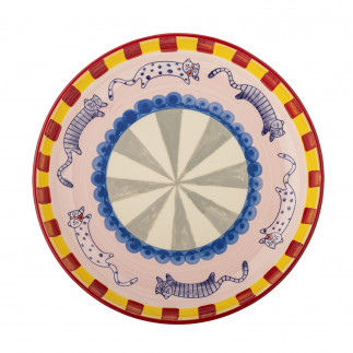 Plat rond gres peint motif chats multicolore Bloomingville Missy