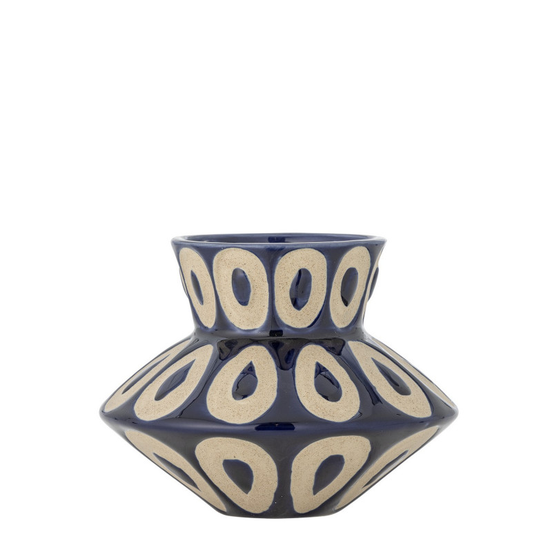 Vase gres design sculptural bleu Bloomingville Bashir