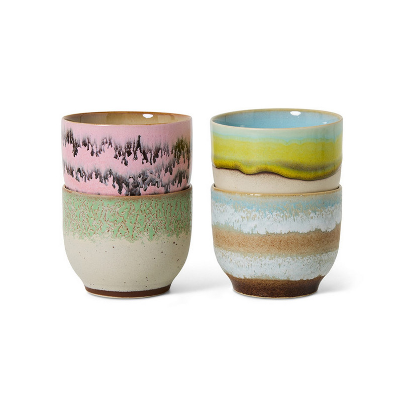 Tasses a cafe ceramique multicolores hk living deco set de 4