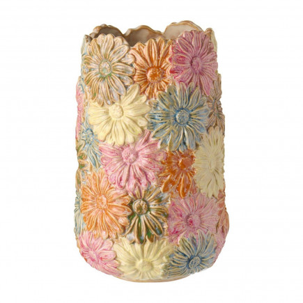 Vase gres motif fleurs multicolores ib laursen