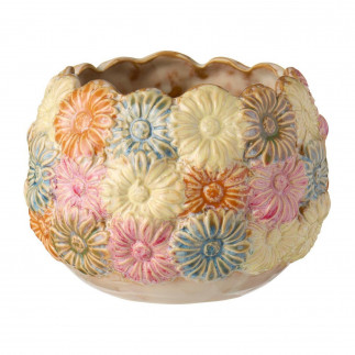 Cache pot gres multicolore motif fleurs ib laursen