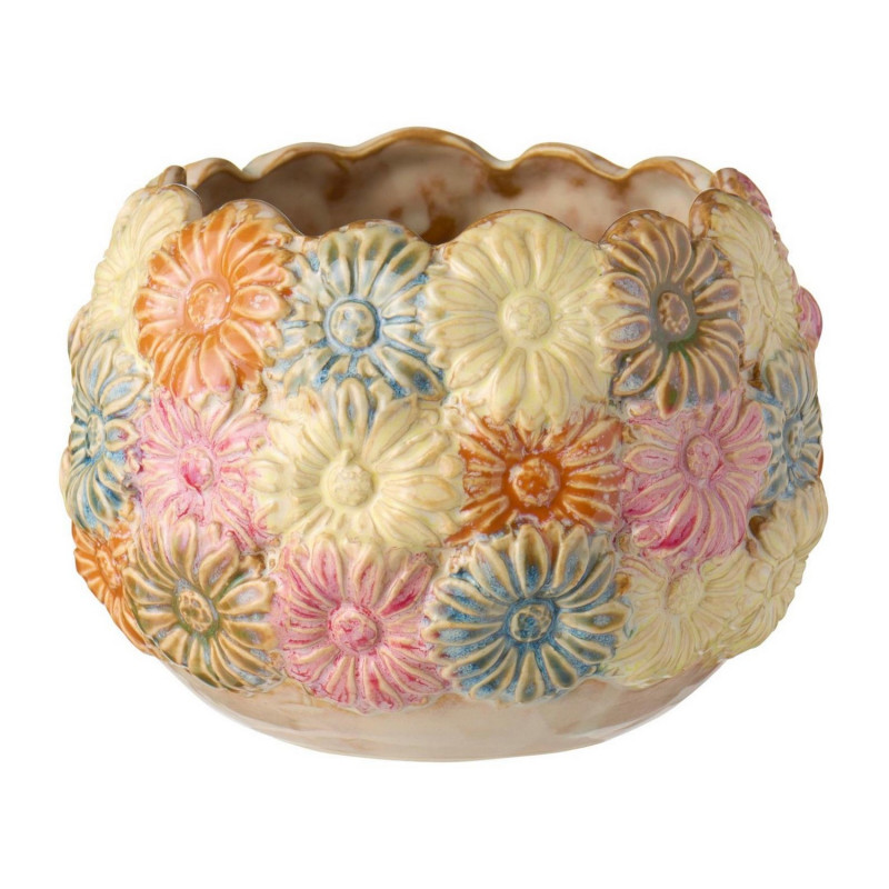 Cache pot gres multicolore motif fleurs ib laursen