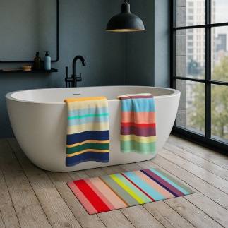 Tapis de bain coton rayé Remember NIZZA