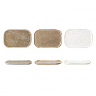 Assiette rectangulaire depareilles gres Bloomingville Addison set de 3