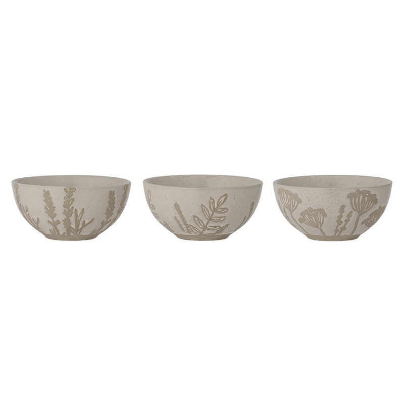 Petits bols gres motif floral Bloomingville Primrose set de 3