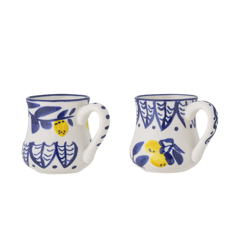 Tasse a espresso gres peint motif citrons Bloomingville Maxima set de 2