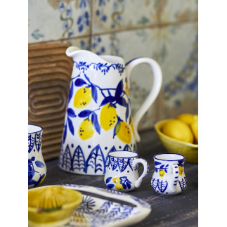 Tasse a espresso gres peint motif citrons Bloomingville Maxima set de 2