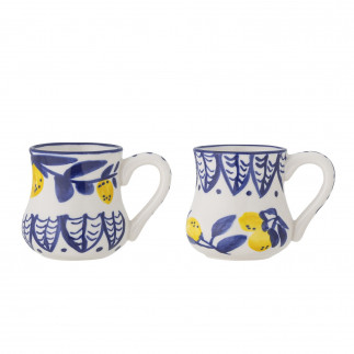 Tasse a espresso gres peint motif citrons Bloomingville Maxima set de 2