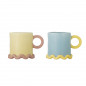 Mugs grès design ludique Bloomingville POLLY set de 2