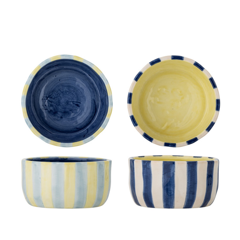 Bols gres peint rayures multicolores Bloomingville Phoenix set de 2