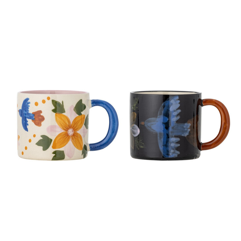 Mugs gres peint floral Bloomingville Maricala set de 2