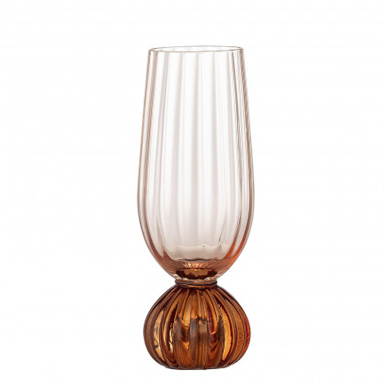 Flute a champagne verre rose strie Bloomingville Taurin