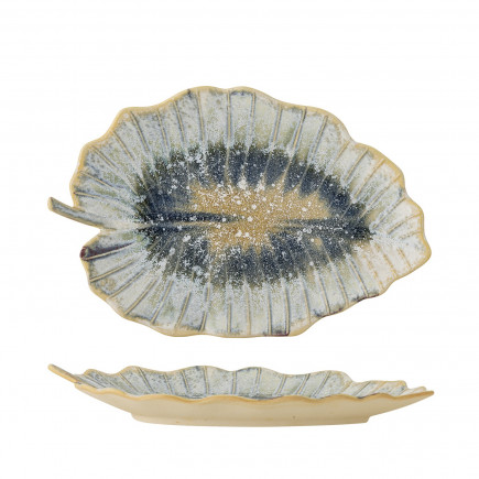 Assiette plat de presentation feuille gres Bloomingville Dorreen