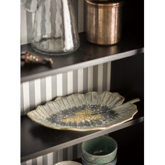 Assiette plat de presentation feuille gres Bloomingville Dorreen