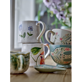 Grand mug gres peint fleurs bucolique artisanal Bloomingville Camilla set de 2