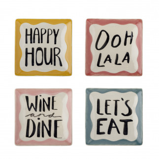 Petites assiettes a tapas aperitif colores Bloomingville Soline set de 4