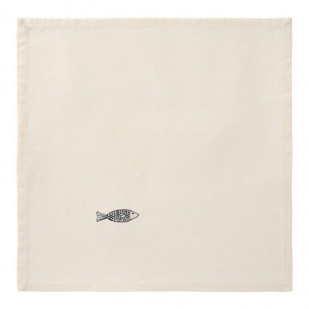 Serviette de table broderie poisson coton IB Laursen ATLANTIS
