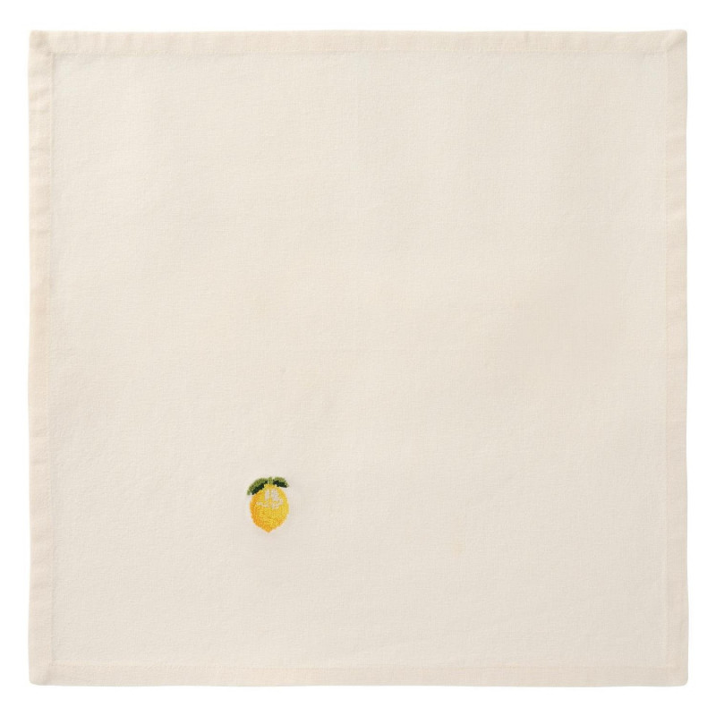 Serviette de table broderie citron coton IB Laursen SUMMER VIBES