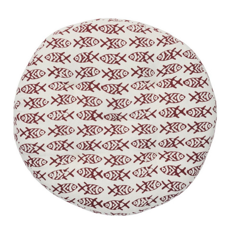 Galette de chaise ronde coton imprime poissons Madam Stoltz