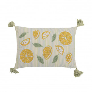 Coussin brode de perles motif citrons Bloomingville Lemon