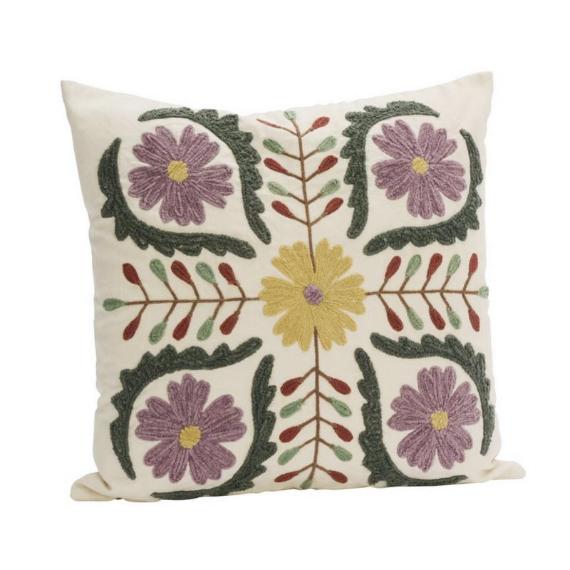 Housse de coussin broderie multicolore coton Madam Stoltz Suzani
