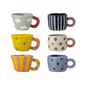Petites tasse gres peint multicolores depareillees Bloomingville NINI set de 6