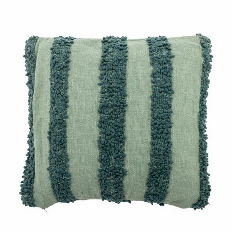 Grand coussin rayures tufte coton vert Bloomingville CORY