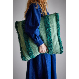 Grand coussin rayures tufte coton vert Bloomingville CORY