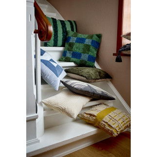 Grand coussin rayures tufte coton vert Bloomingville CORY