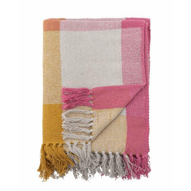Plaid a carreaux rose coton recycle Bloomingville HADLEY