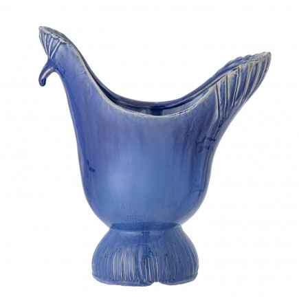 Vase gres design bleu paon Bloomingville WYLIE