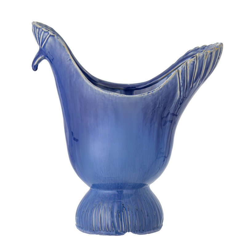 Vase gres design bleu paon Bloomingville WYLIE