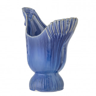 Vase gres design bleu paon Bloomingville WYLIE
