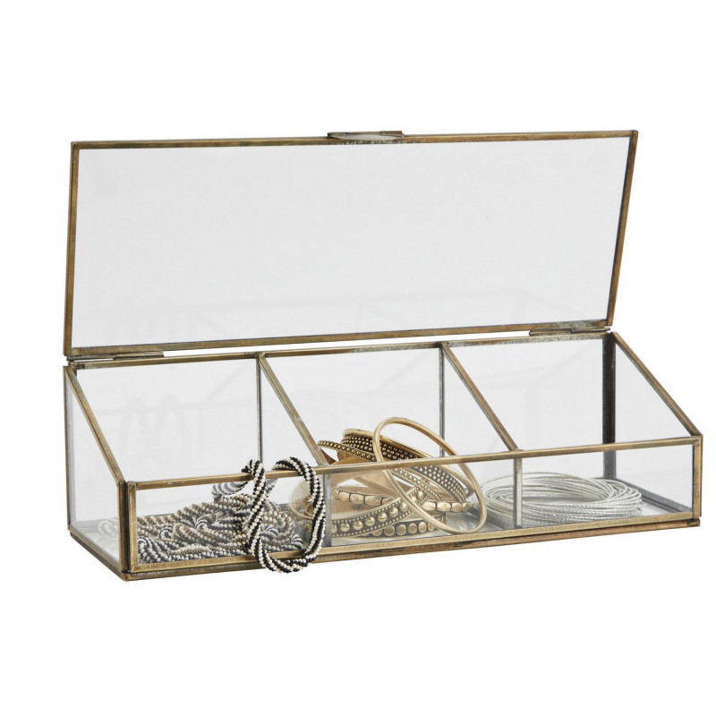 Boite a bijoux verre decorative laiton 3 compartiments Madam Stoltz