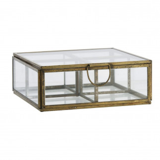 Boite a bijoux 4 compartiments verre laiton antique Madam Stoltz