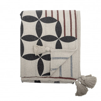 Plaid coton recycle reversible motif graphique Bloomingville FORMA
