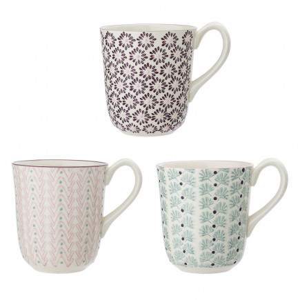 Mugs tasses gres imprime petites fleurs Bloomingville MAYA set de 3