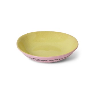 Assiette creuse a curry gres couleur rose jaune Hk living Bubble set de 2
