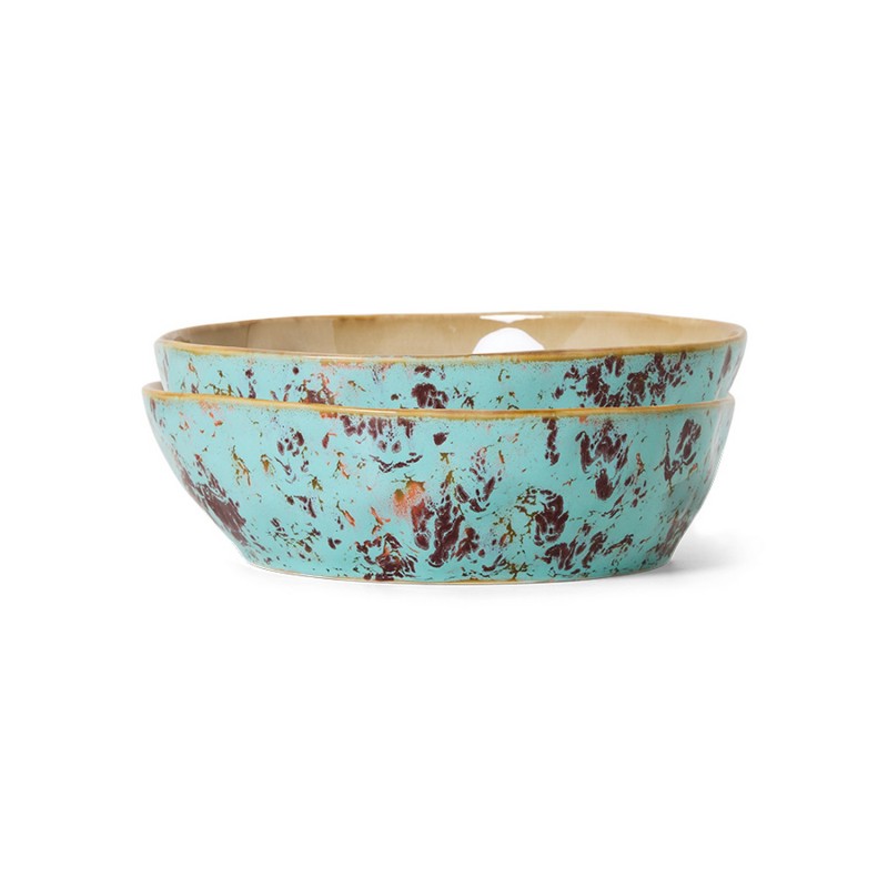 Assiette creuses a pates gres couleur Hk living Patina set de 2
