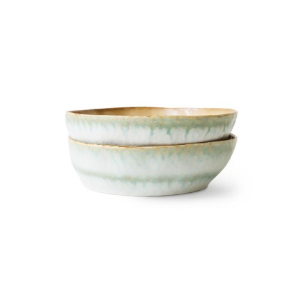 Assiette a pates gres Hk living Petal set de 2
