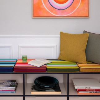 Coussin assise galette rayures design Remember Capri