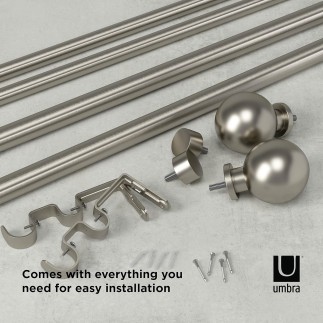 Tringle a rideaux double classique extensible acier embouts boules Umbra Bolas