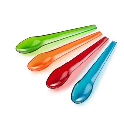 Petites cuillères multicolores plastique authentics (set de 4)