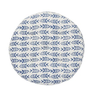 Coussin de chaise rond imprime poissons bleu Madam Stoltz