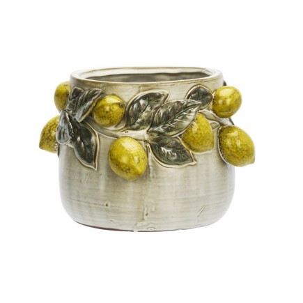 Cache pot decoratif citrons sculptes relief Madam Stoltz
