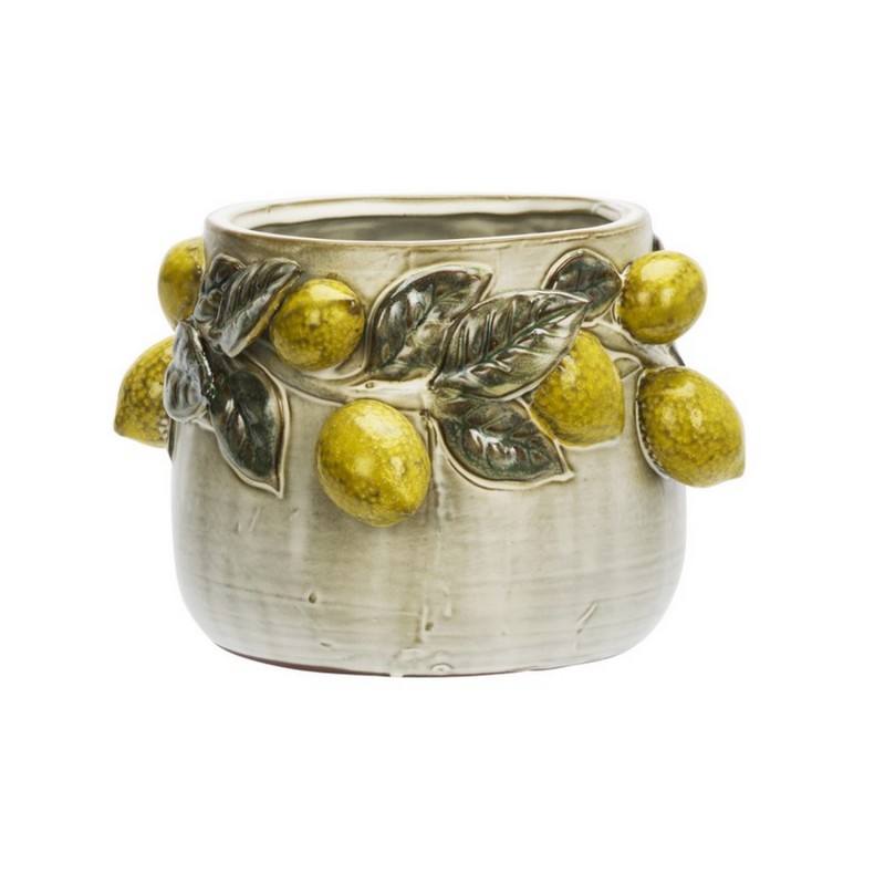 Cache pot decoratif citrons sculptes relief Madam Stoltz