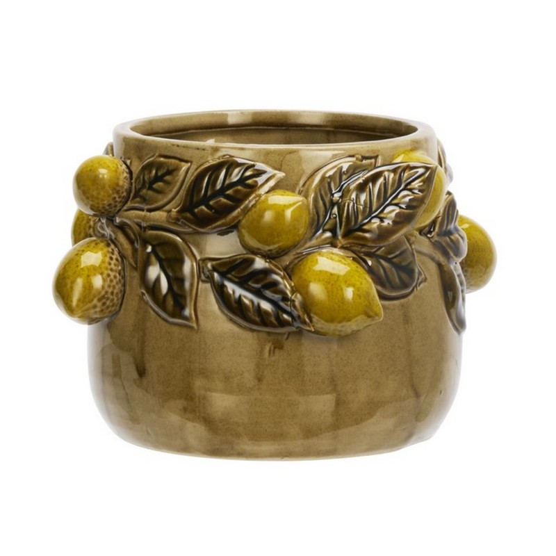 Cache pot decoratif ceramique citrons sculptes relief Madam Stoltz