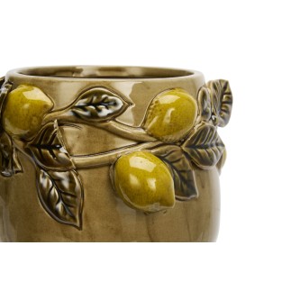 Cache pot decoratif ceramique citrons sculptes relief Madam Stoltz